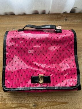 Victoria’s Secret Pink Polka Dot With Bow Hanging Travel Toilette Organizer